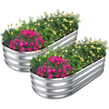 Galvanized Raised Garden Bed, 2 Pcs 4x2x1ft Oval Metal Planter Box Y7932