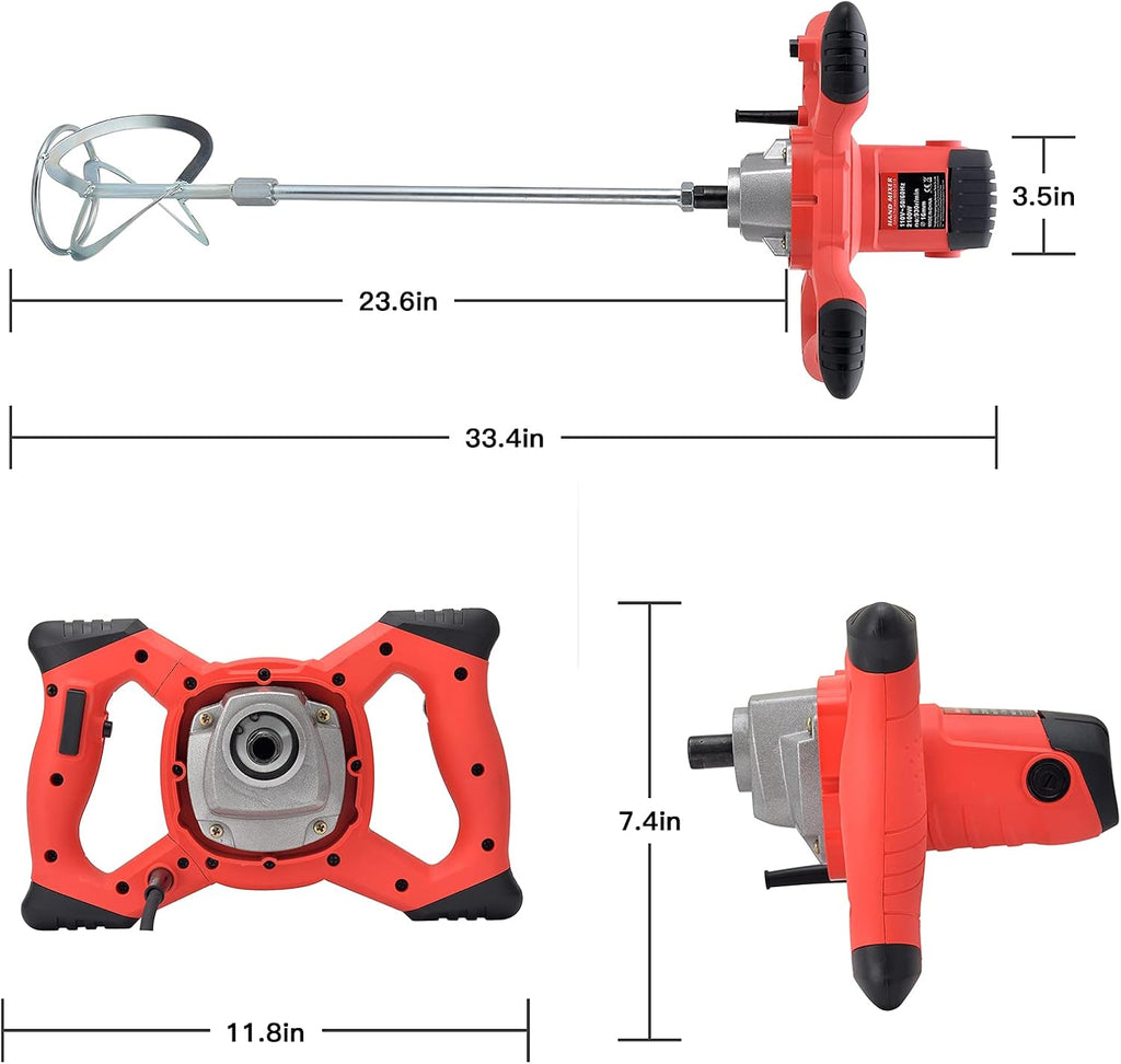 2100W Electric Handheld Concrete Mixer Drill, Cement Stirrer with Rod, 6 Speed, 110V, Pack of 2 H773
