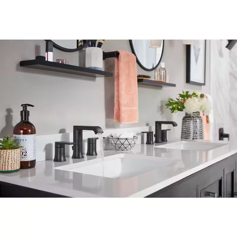 8 in. Widespread Double Handle Bathroom Faucet in Matte Black T8128