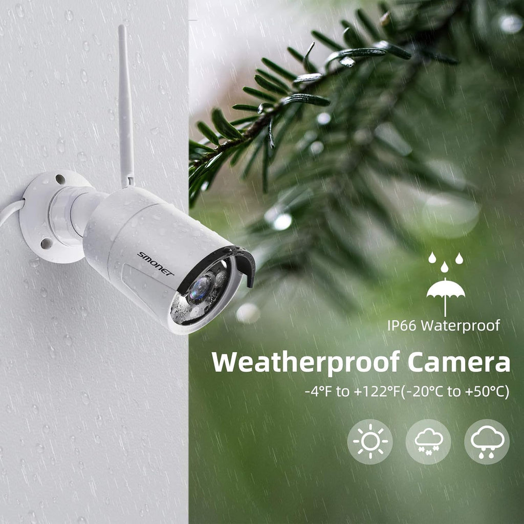 Wireless Security Camera System with 12” Monitor, 8 Channel 4pcs 1080P Indoor Outdoor IP Cameras, Night Vision N274966