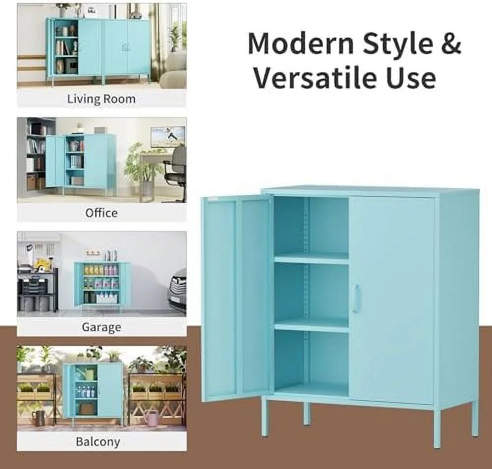 Metal Cabinet Locker with Hanging Rod and Adjustable Shelves I13436