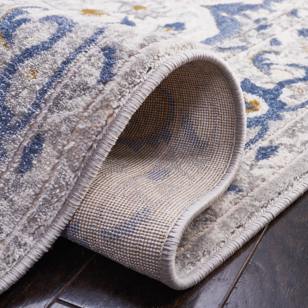 Light Grey Blue Oriental Area Rug 5'5" x 7'7" O55106