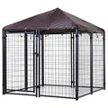 4.6' x 4.6' x 5' Black Welded Wire Outdoor Dog Kennel H359973