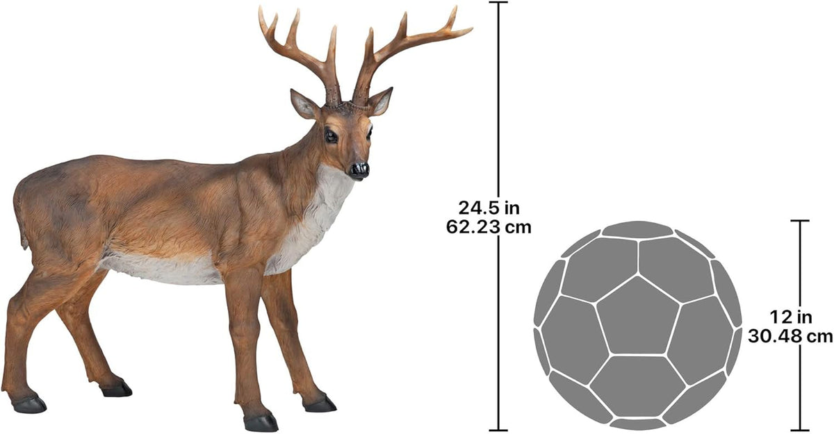 28 Inches Long Brown Handcast Polyresin Deer Statue K667