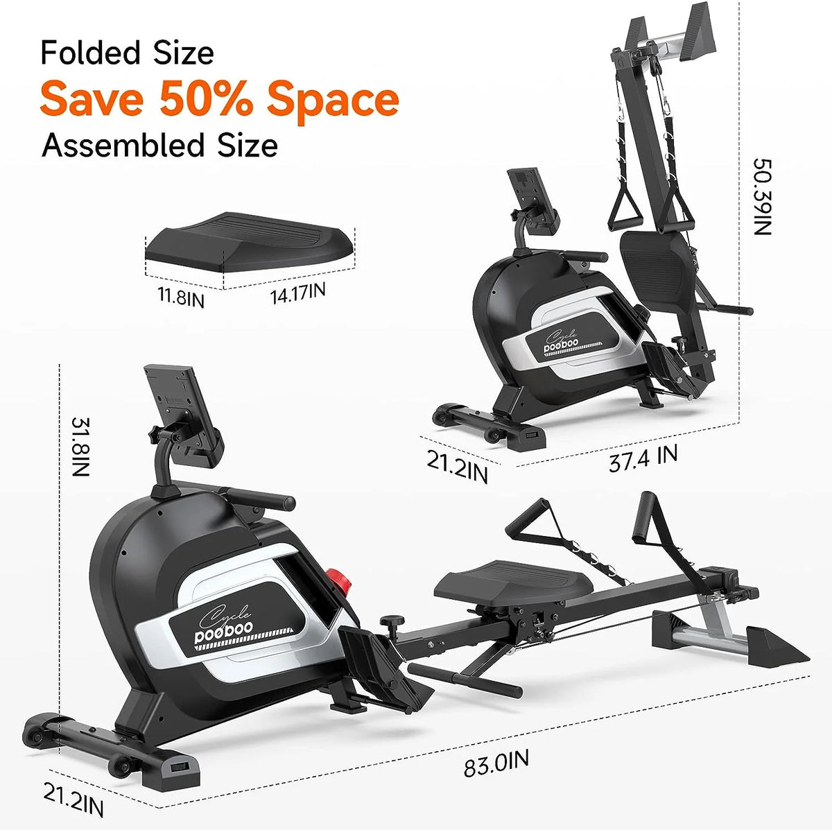 Foldable Magnetic Rowing Machine 350 LB Weight Capacity E7430