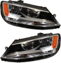 Halogen Headlight Assembly for Volkswagen Jetta Sedan 2011-2014 Driver and Passenger Side Pair F630021