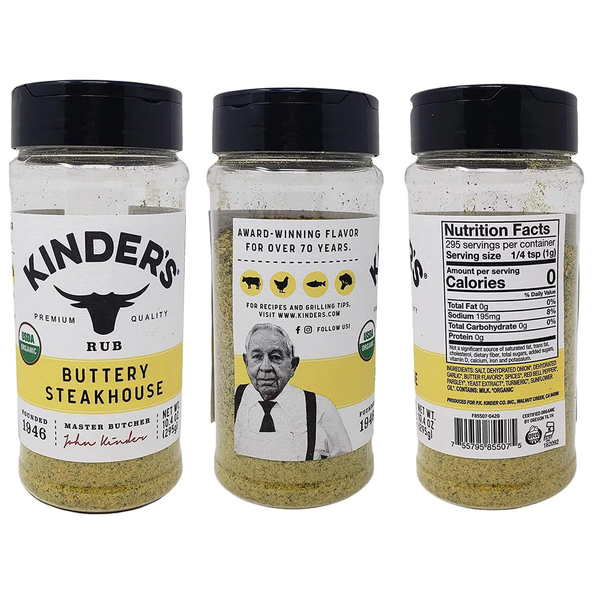 Organic Seasoning & Rub 3-Variety Pack with Mini Stainless Steel Whisk 4-Piece Set I6655