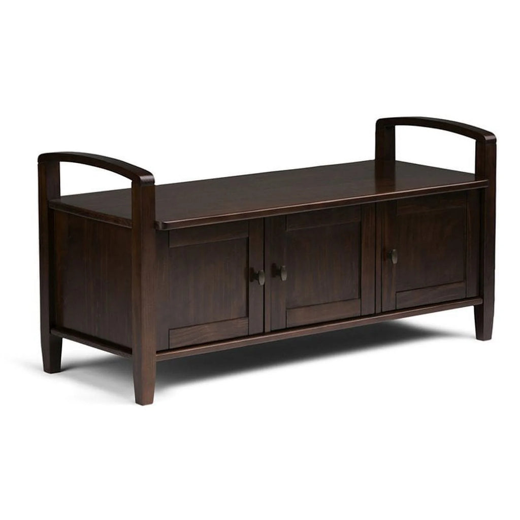 22" Wood Entryway Bench in Tobacco Brown Stain X377011