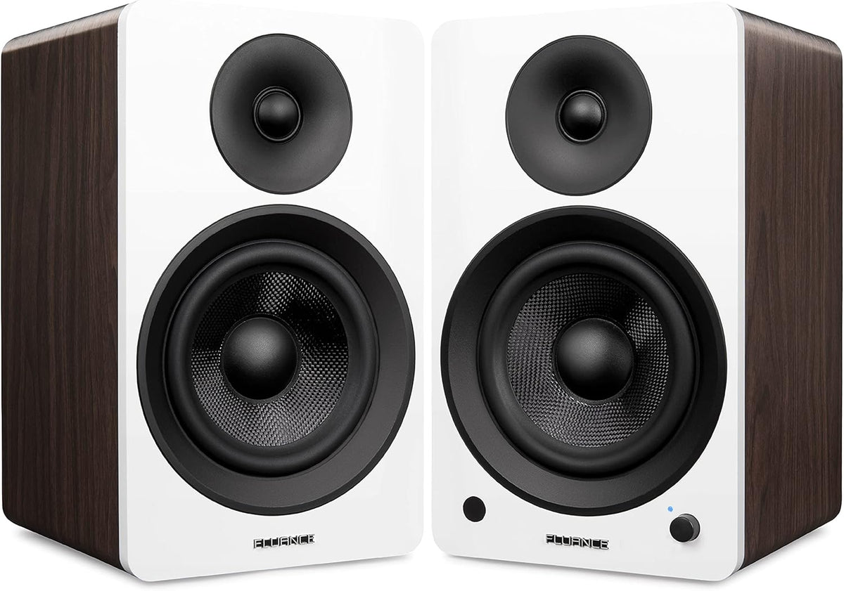Powered 2-Way Stereo Bookshelf Speakers with 6.5 Drivers, 120W Amplifier (Natural Walnut) A2704
