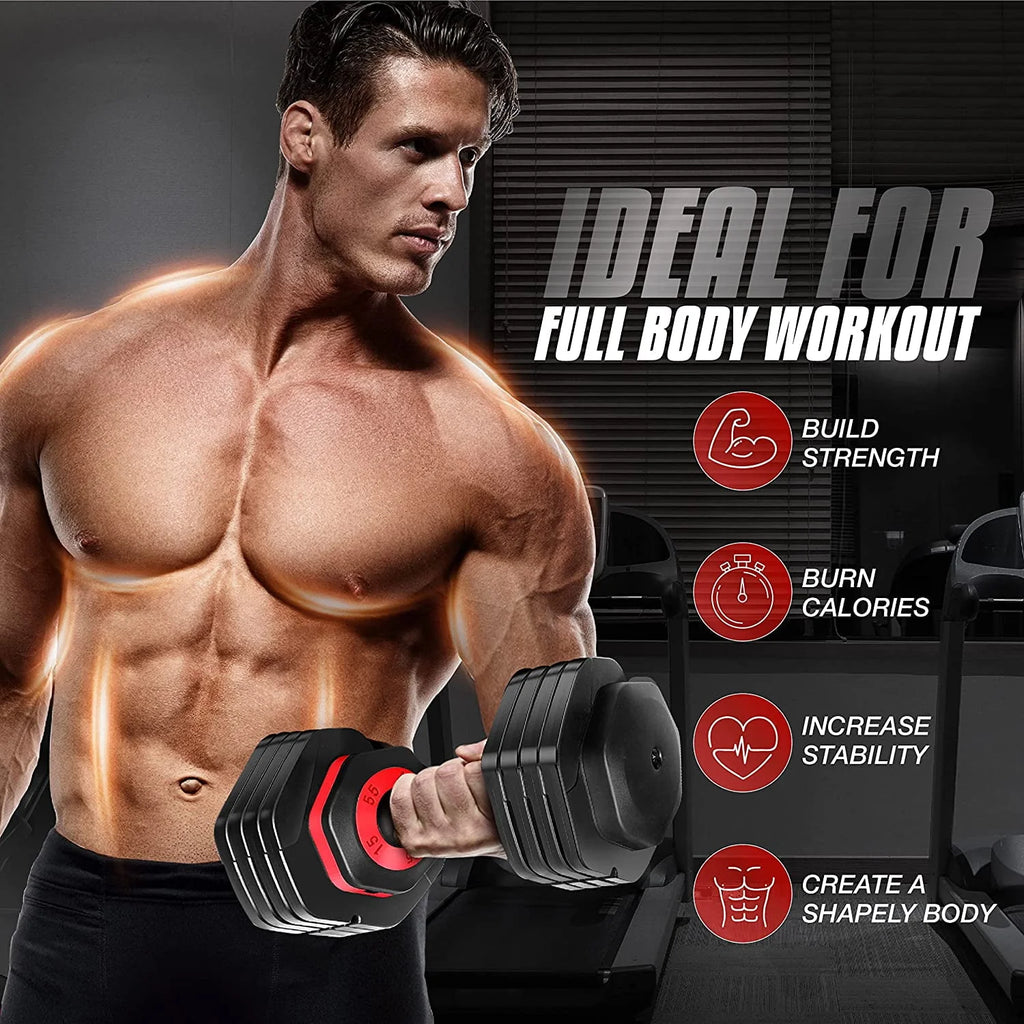 Adjustable Dumbbell 15-55 Black Single I256049