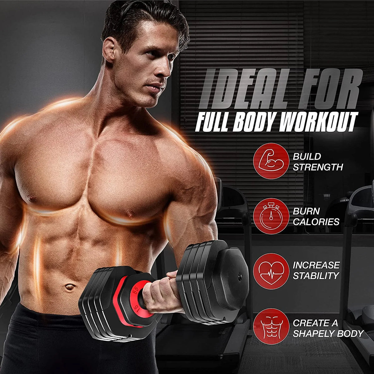 Adjustable Dumbbell 15-55 Black Single I256049