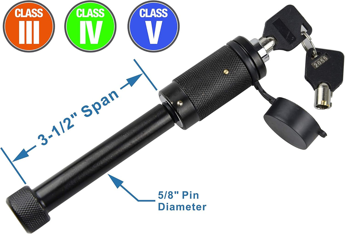 Trailer Tri Ball Hitch with Hook, 2 inch Receiver, Chrome, 5/8 inch Hitch Lock, Pack of 2 V880