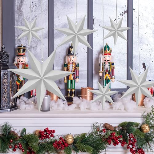 12 Pack 3D White Paper Star Lanterns Y305