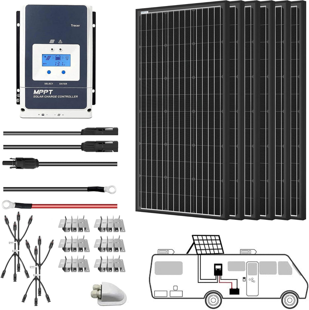 600 Watt Monocrystalline Solar Panel Kit with 50A MPPT Charge Controller L4789