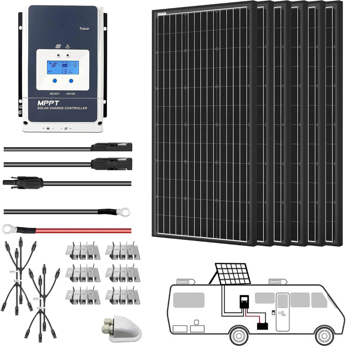 600 Watt Monocrystalline Solar Panel Kit with 50A MPPT Charge Controller L4789