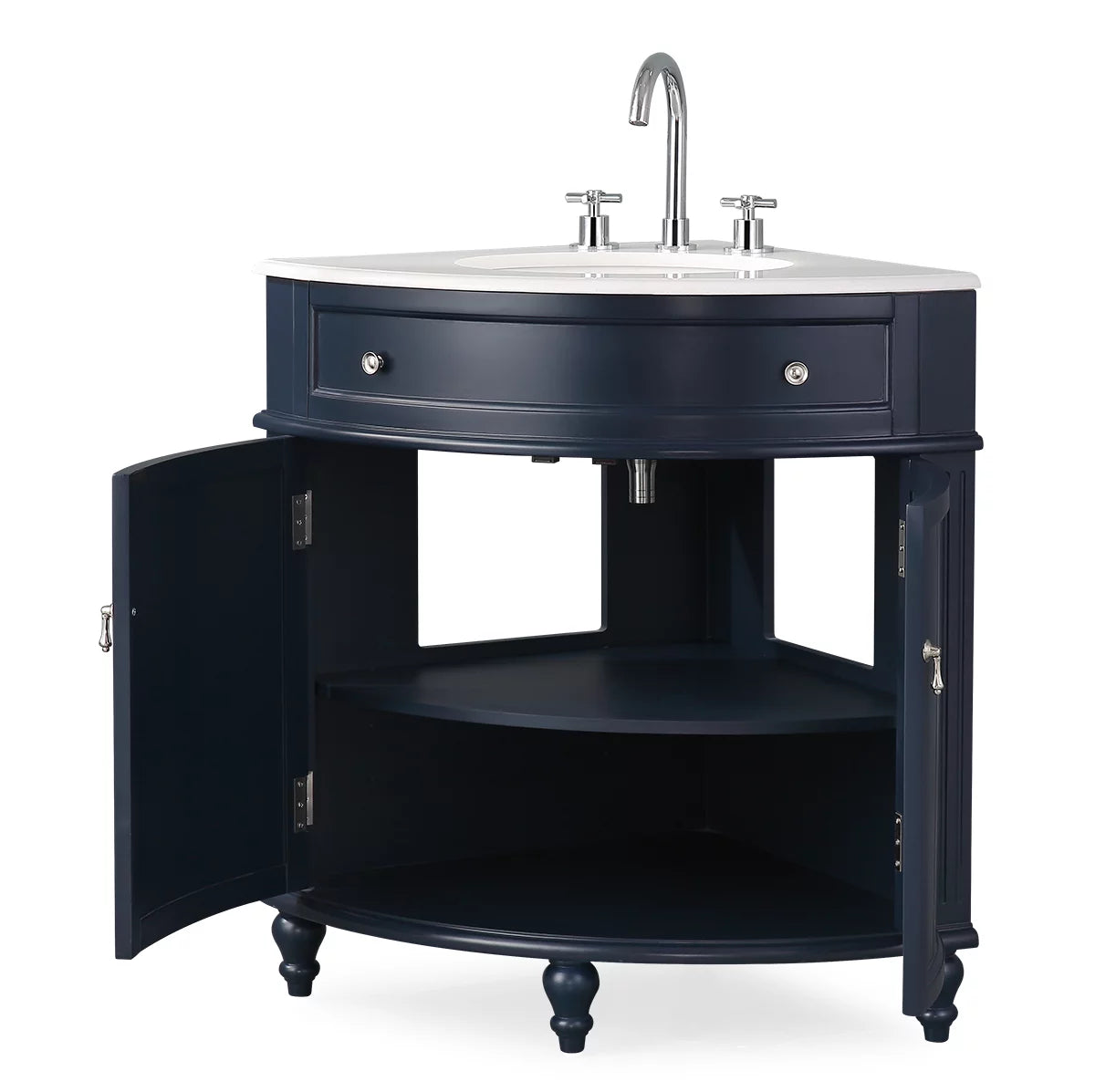 Dark Blue Corner Bathroom Vanity H626
