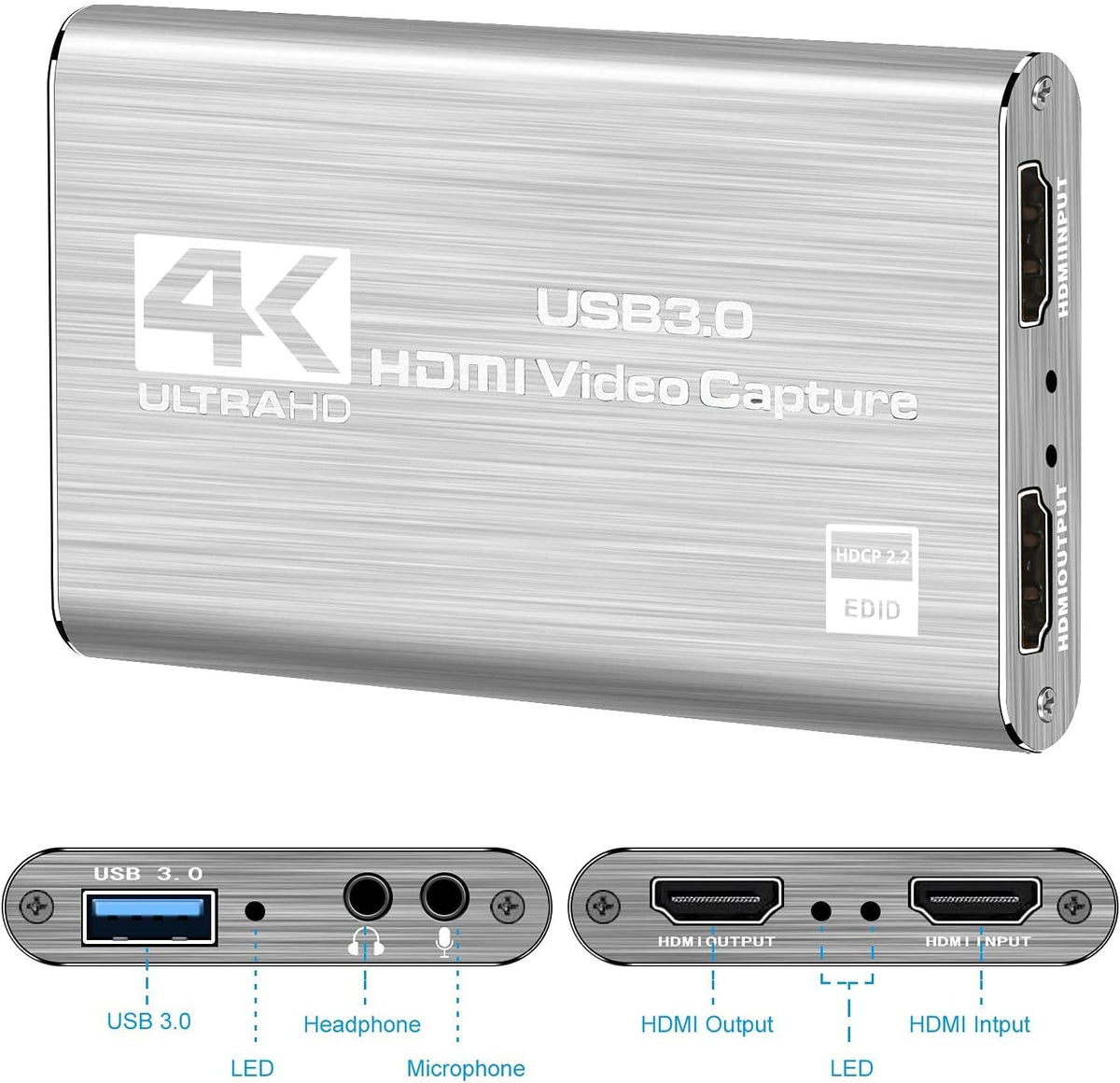 4K USB 3.0 HDMI Video Capture Card Pack of 2 Y588592