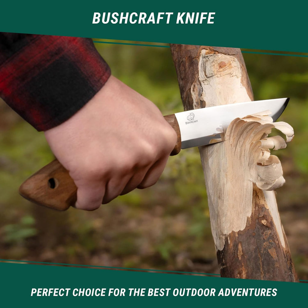 Bushcraft Knife Fixed Blade with Leather Sheath Full Tang Carbon Steel K7576