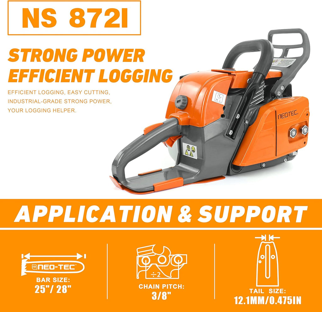 72cc Gas Chainsaw with NGK Spark Plug, 24 Inch Bar Q594