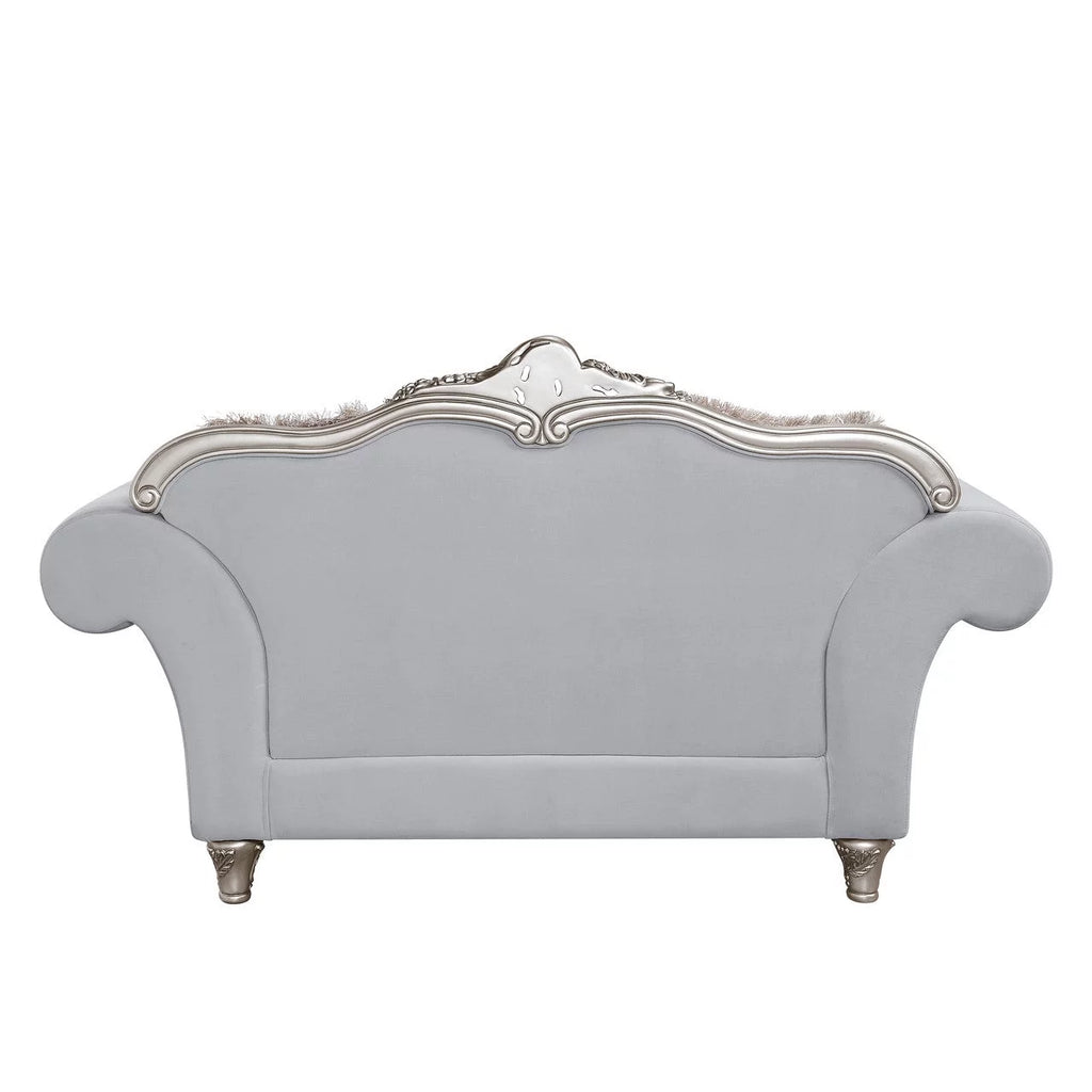 Light Gray Linen Loveseat with 5 Pillows Q920040