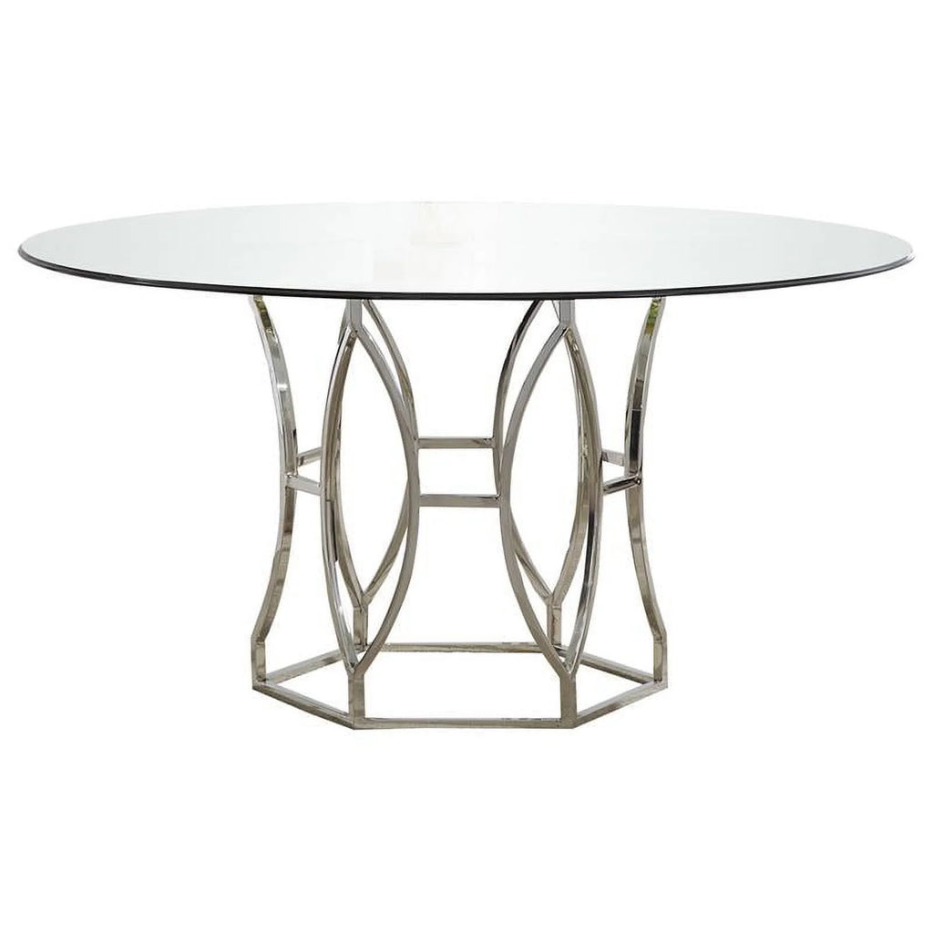 60" Stainless Steel and Glass Round Dining Table X41790
