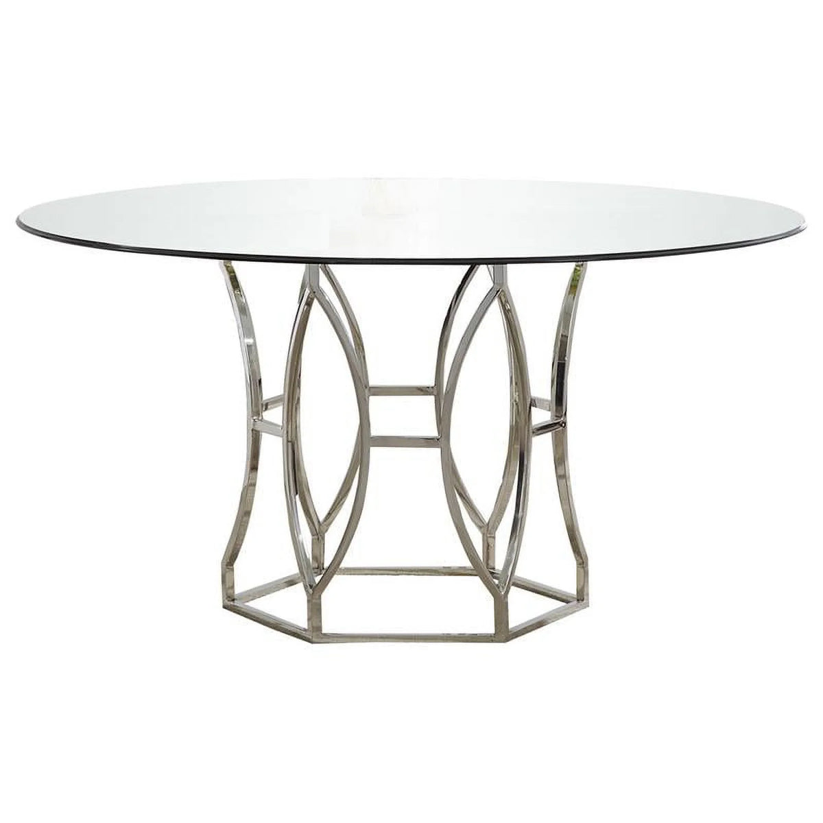60" Stainless Steel and Glass Round Dining Table X41790
