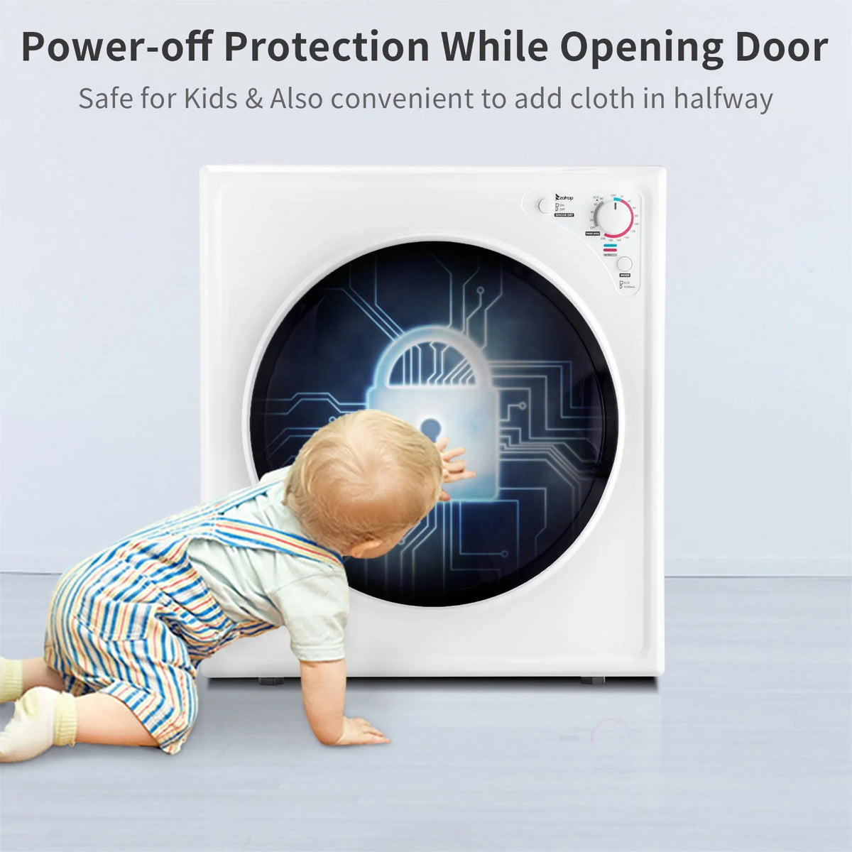 2.6CUFT Electric Compact Portable Clothes Dryer with Stainless Steel Tub, White D381361