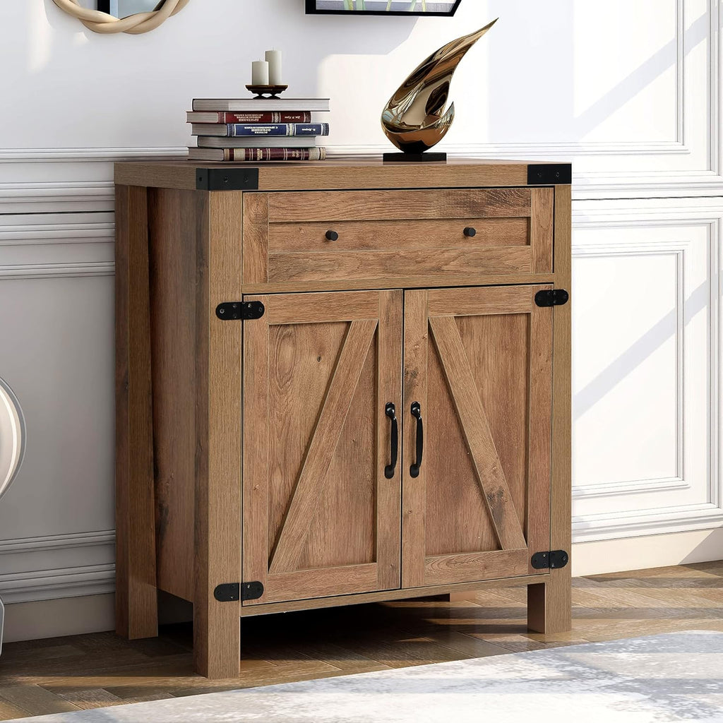 Dark Grey Wood Sideboard Storage Cabinet with Drawer and Cabinet E4094