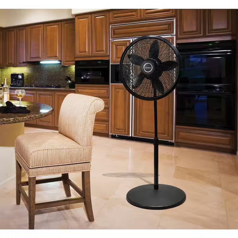 18 in. 3 Speed Oscillating Pedestal Fan with Adjustable Height in Black K1022