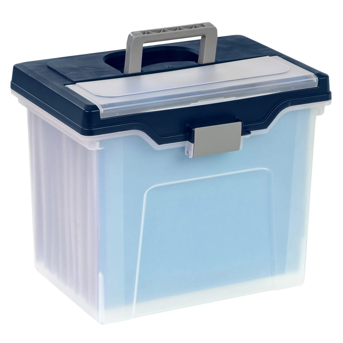 Large Mobile File Box Letter Size Clear Blue U648