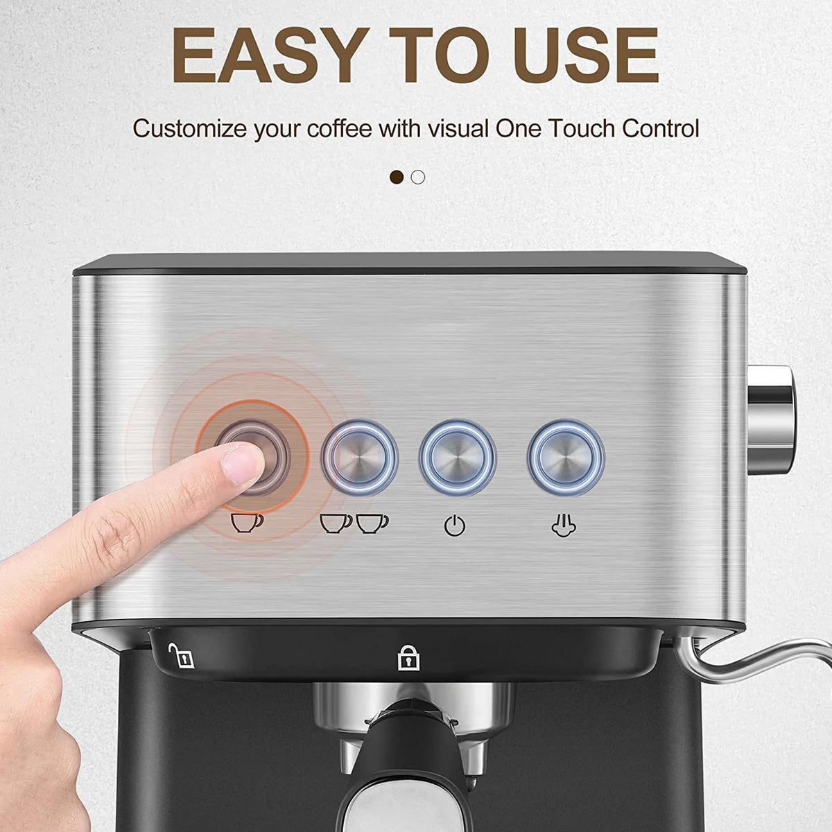 15 Bar Espresso Coffee Maker with Frother Wand S757722