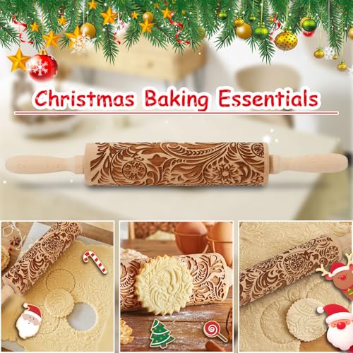 Embossed Wooden Rolling Pin A3796