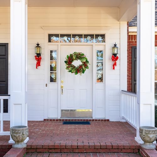 Artificial Christmas Magnolia Wreath with Green Gold Leaves, Pine Cones, Berry T257