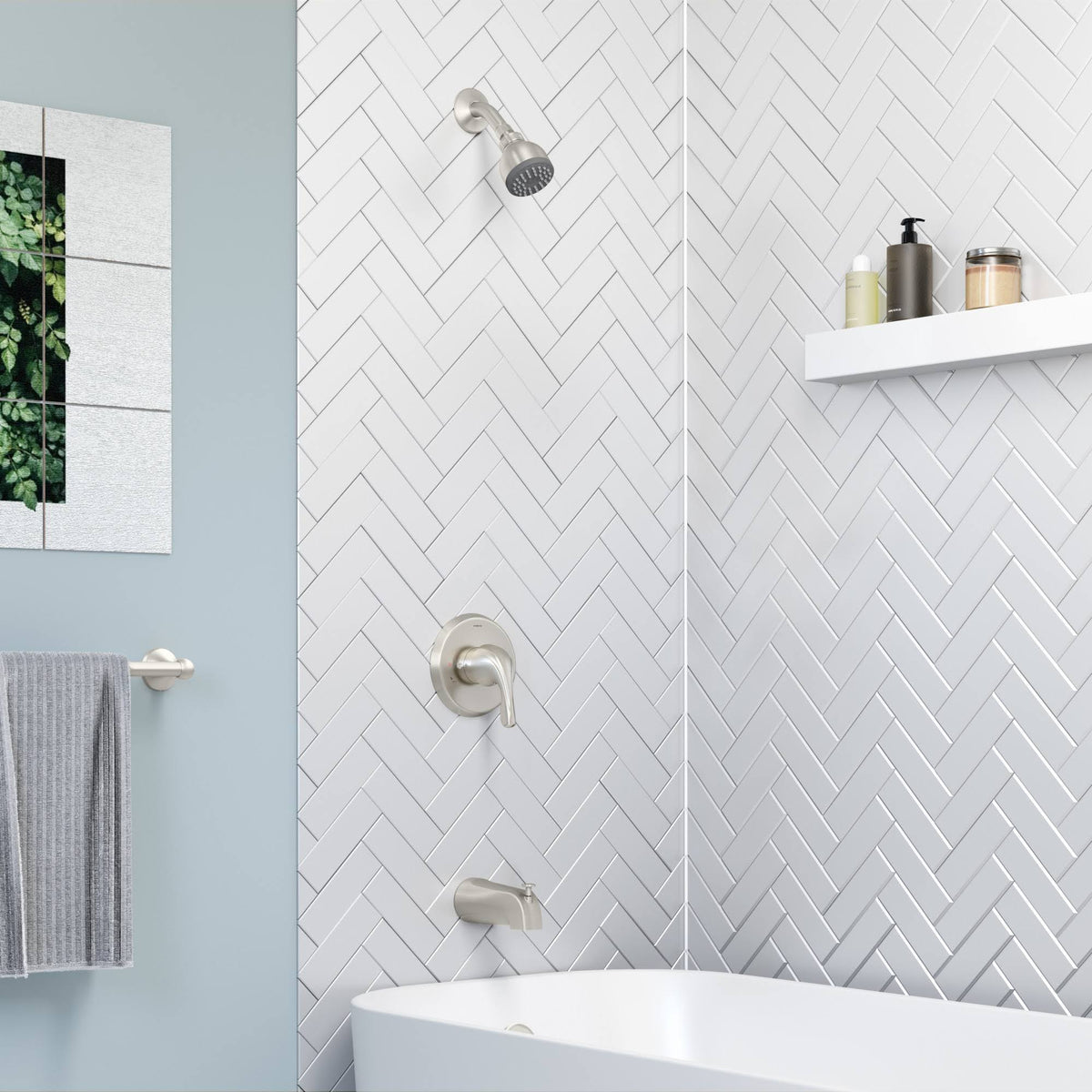 Satin Nickel Tub and Shower Trim Package D7968