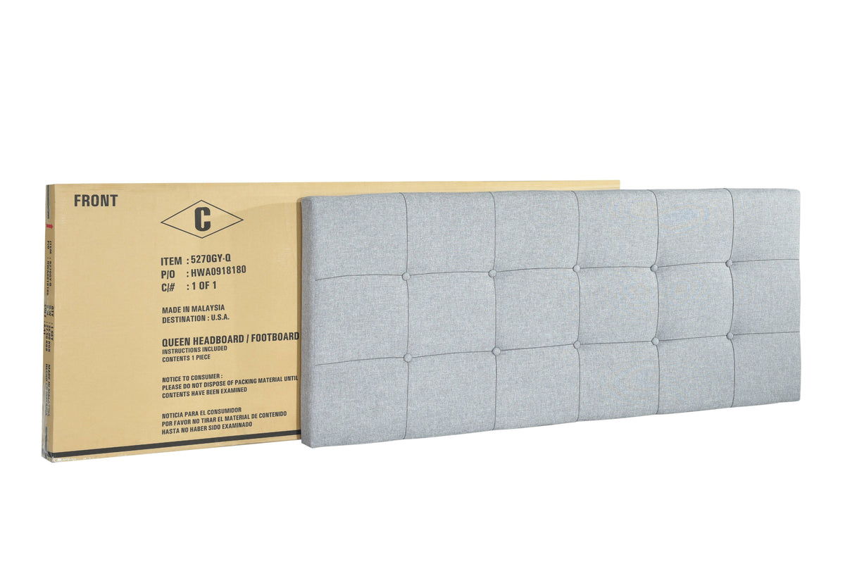Gray Upholstered Panel Bed Full Size O649
