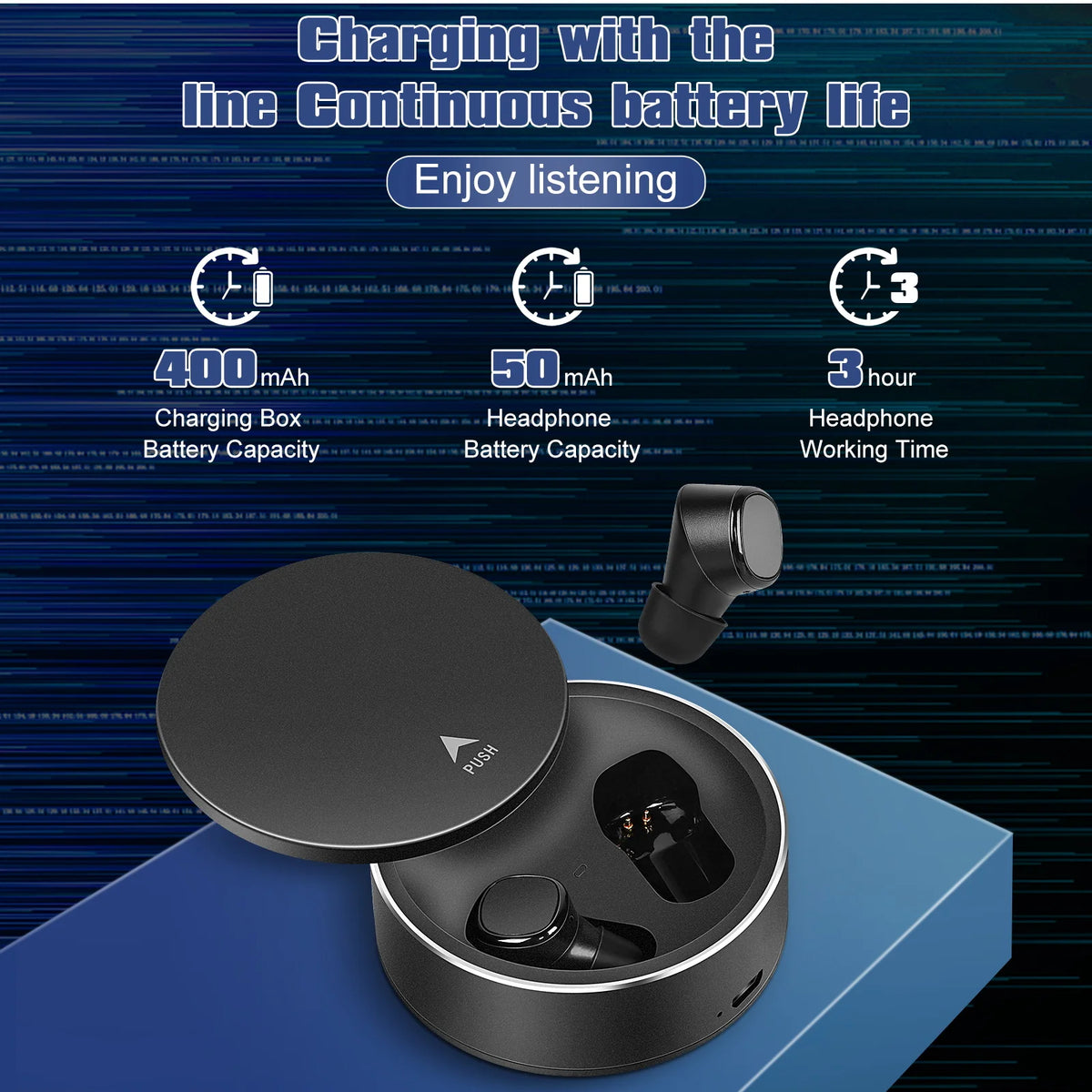 True Wireless Earbuds IPX5 Waterproof with Mic - Black Z819