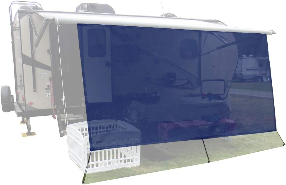 RV Awning Sunshade Screen 10' X 12' 3'' Black Mesh Sun Shade L296