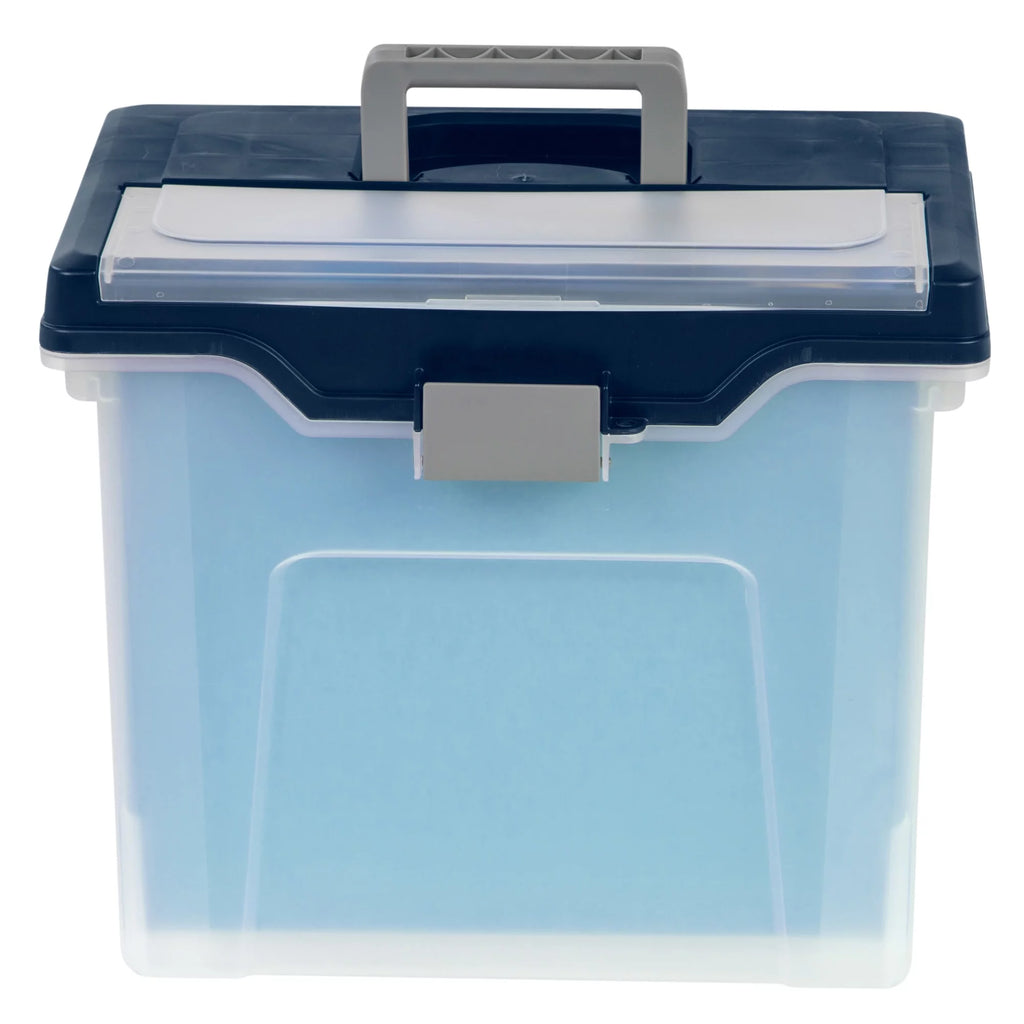 Large Mobile File Box Letter Size Clear Blue U648