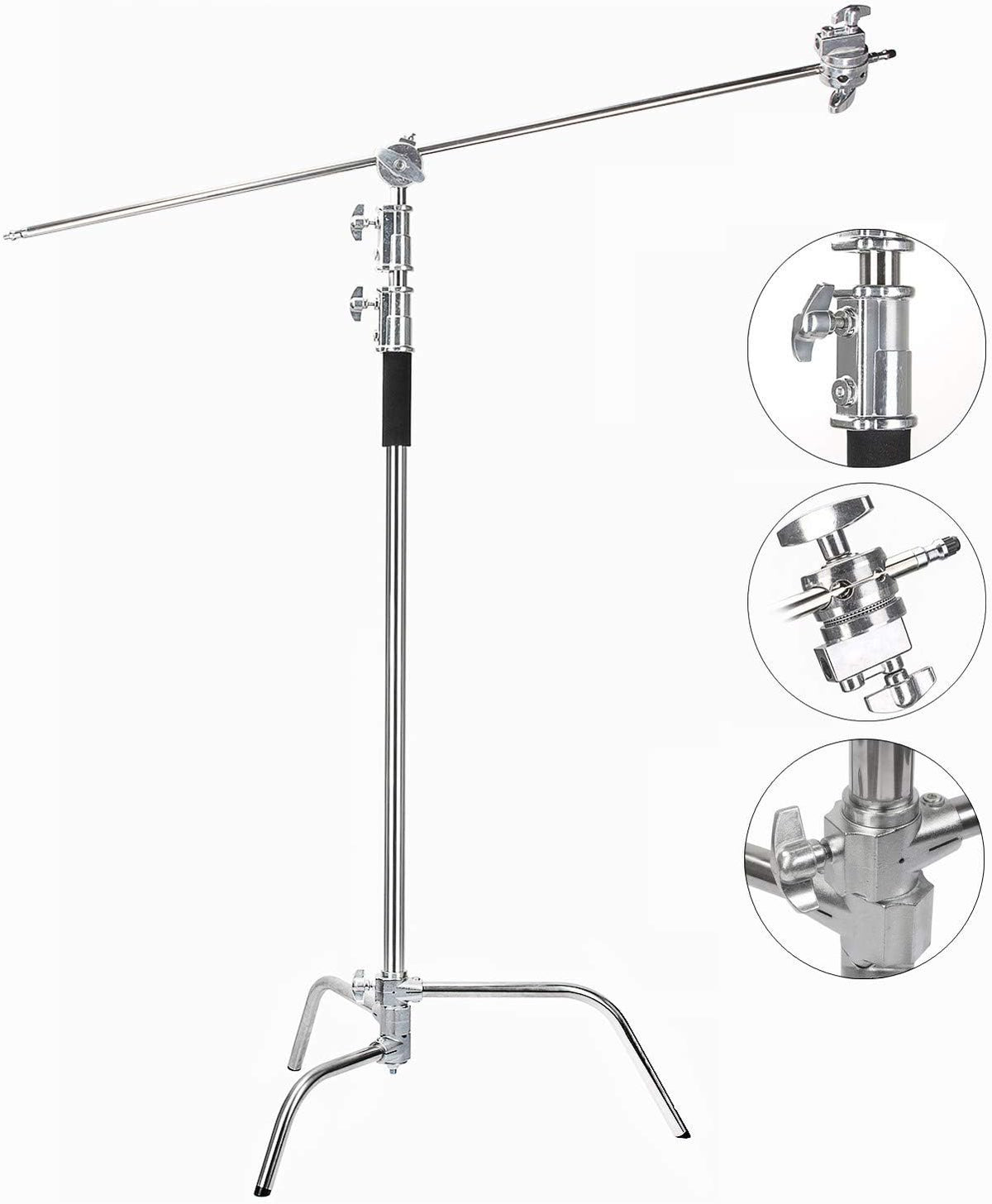 C Stand Heavy Duty 100% Metal Max 10.8ft/330cm with Holding Arm Boom Arm 2 Pcs Grip Head U29299