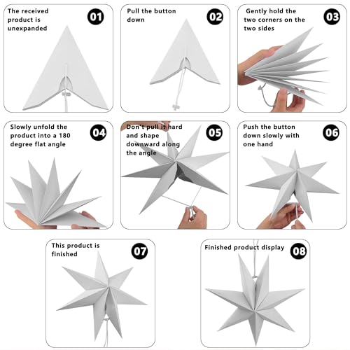 12 Pack 3D White Paper Star Lanterns Y305