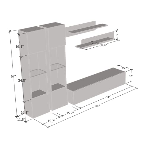 White Wall Mounted Entertainment Center J704