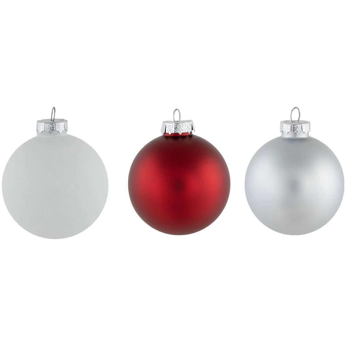 72ct Red Silver White Glass Ball Christmas Ornaments A5319
