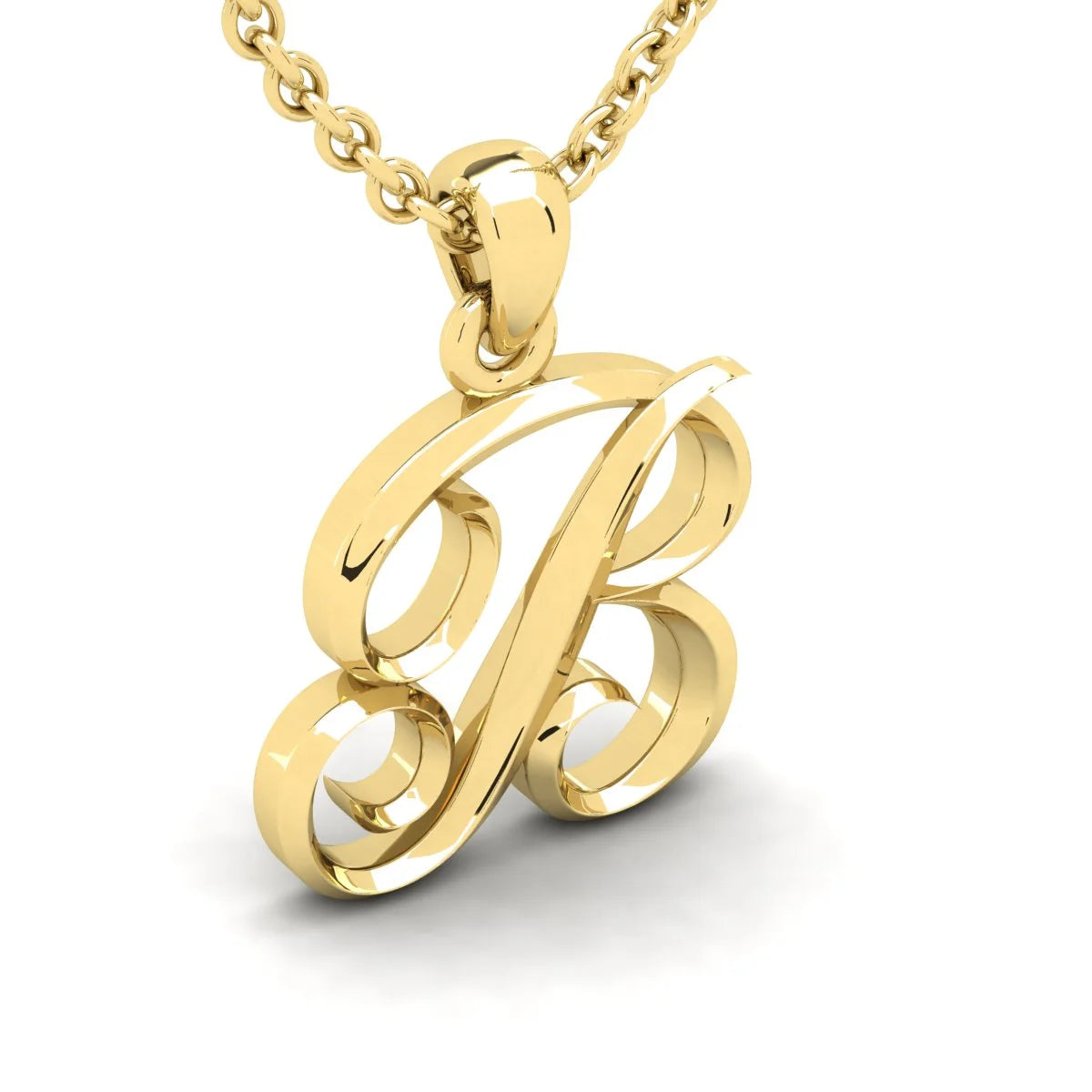 14 Karat Yellow Gold Initial Necklace with 18 Inch Cable Chain L32454