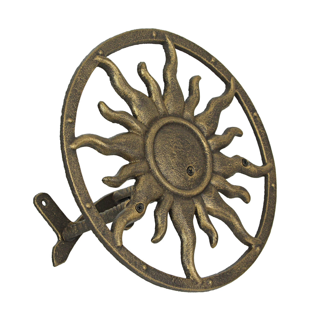 Bronze Cast Iron Sun Wall Mount Garden Hose Hanger X479