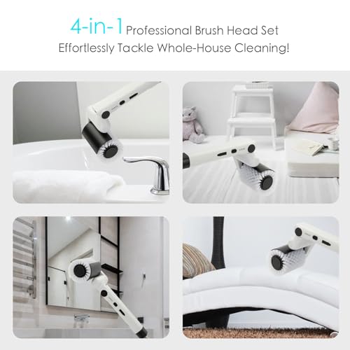 Cordless Electric Scrubber Brush with 3 Replaceable Brush Heads L782