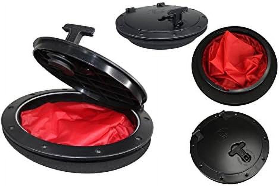 Black Plastic 6'' Waterproof Deck Plate Cover with Storage Bag Lock Design F88274