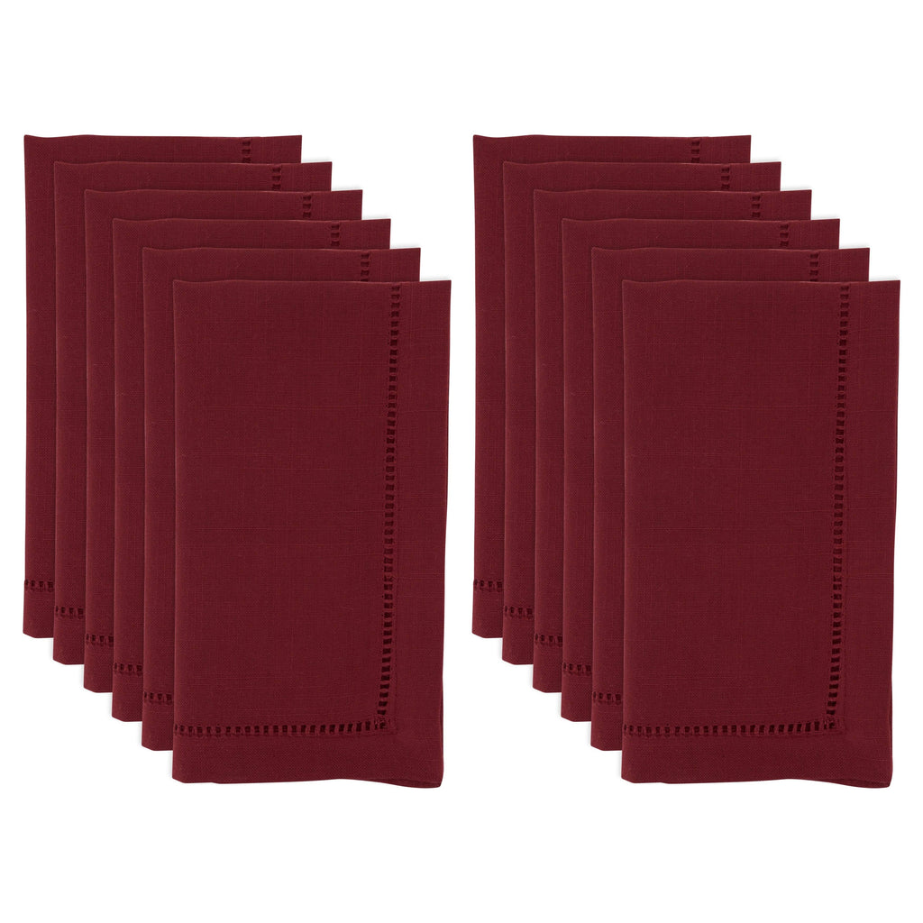 Burgundy Hemstitch Border Dinner Napkin Set of 12 Z471