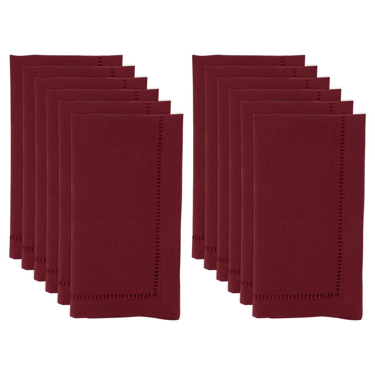 Burgundy Hemstitch Border Dinner Napkin Set of 12 Z471