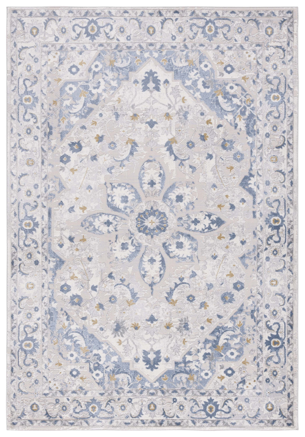 Light Grey Blue Oriental Area Rug 5'5" x 7'7" O55106