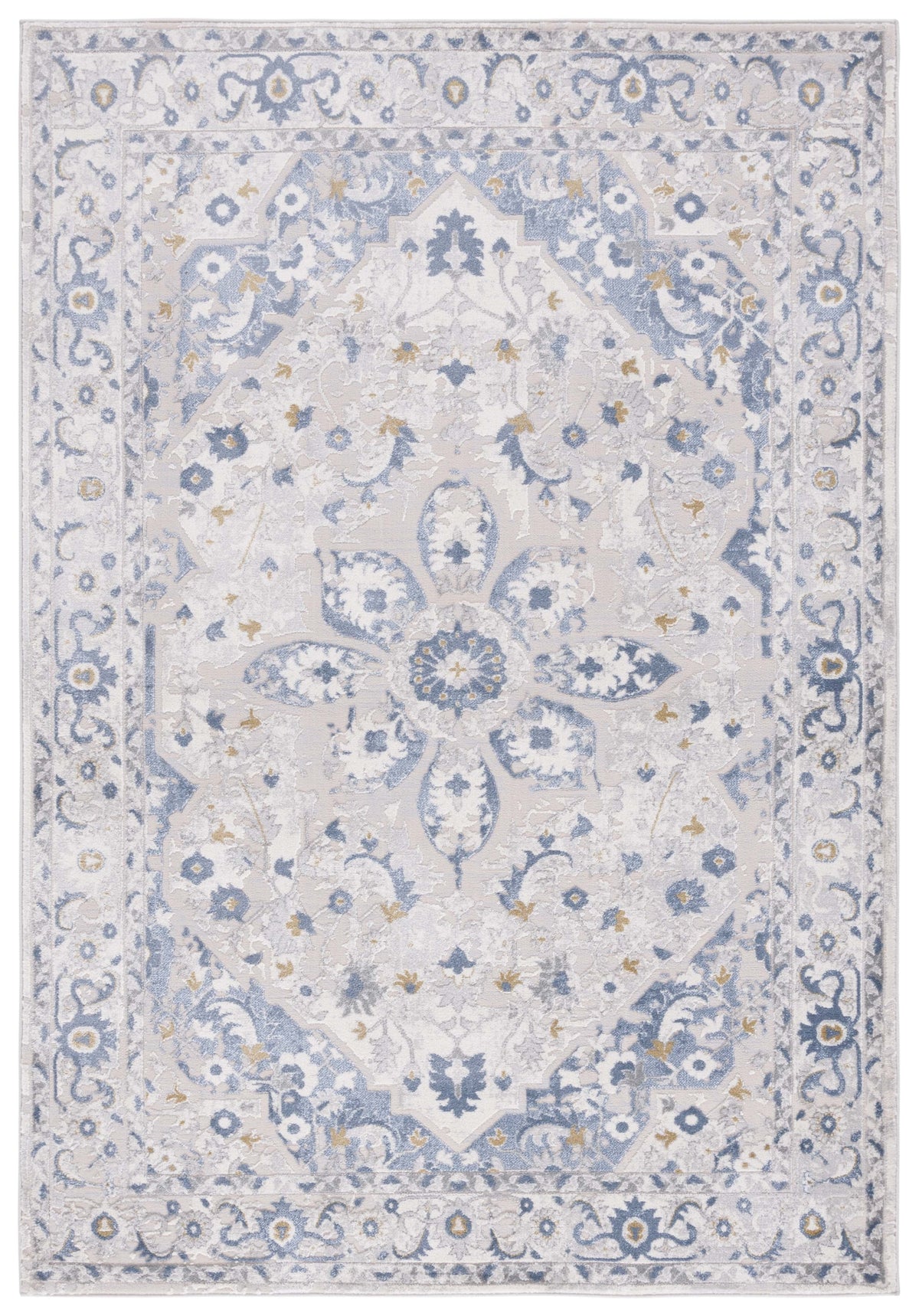 Light Grey Blue Oriental Area Rug 5'5" x 7'7" O55106